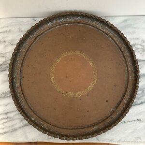 Vintage Round copper Metal Tray